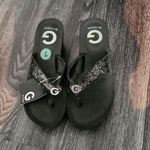 G By Guess Black Sparkly Sandals 7